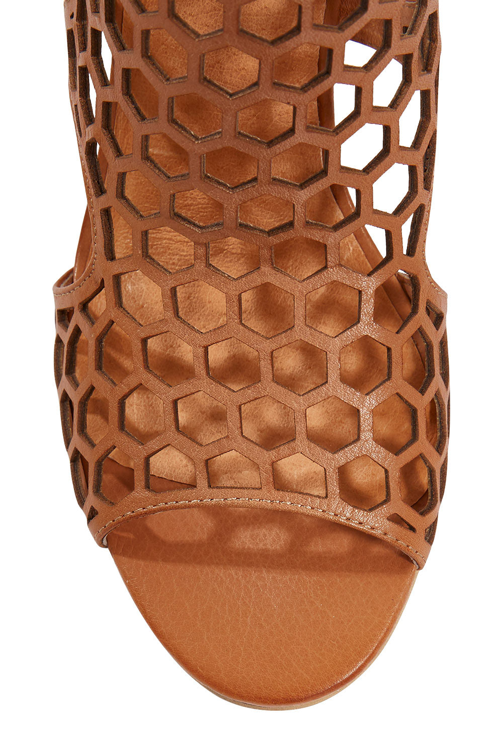 Product shot of the Viable Leather Heel in colour Tan, detail