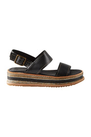 Product shot of the Vijay Flatform Sandal in colour Black (Black), from the front
