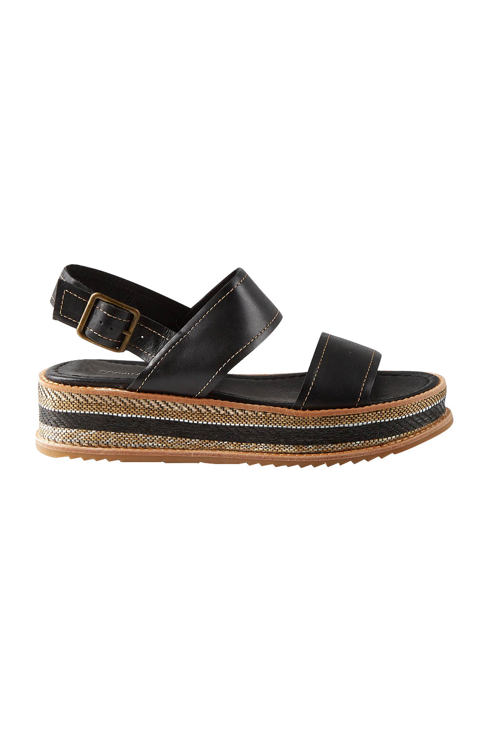 Product shot of the Vijay Flatform Sandal in colour Black (Black), from the front