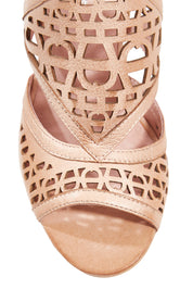 Product shot of the Vondat Leather Heel in colour Cafe, detail