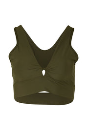 Product shot of the Ignite Crop in colour Texturedkh (Green), from the front