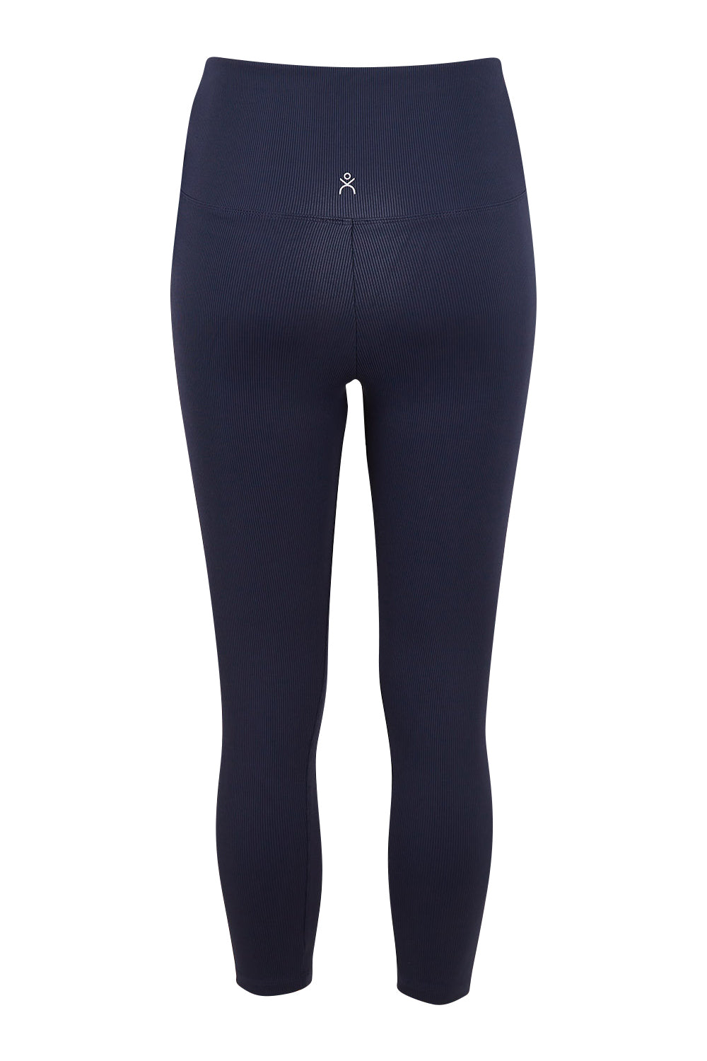 Product shot of the Harlow Ribbed Tight in colour Navy (Blue), from the back