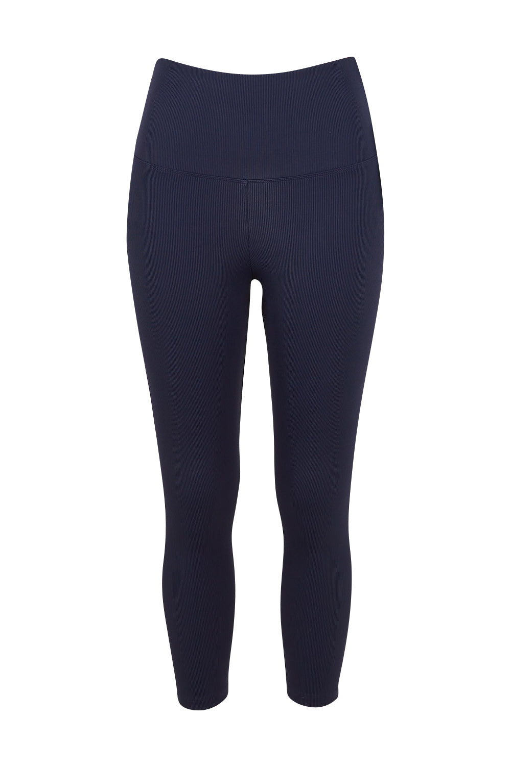 Product shot of the Harlow Ribbed Tight in colour Navy (Blue), from the front