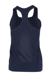 Product shot of the Tempo Tank in colour Navy (Blue), from the back