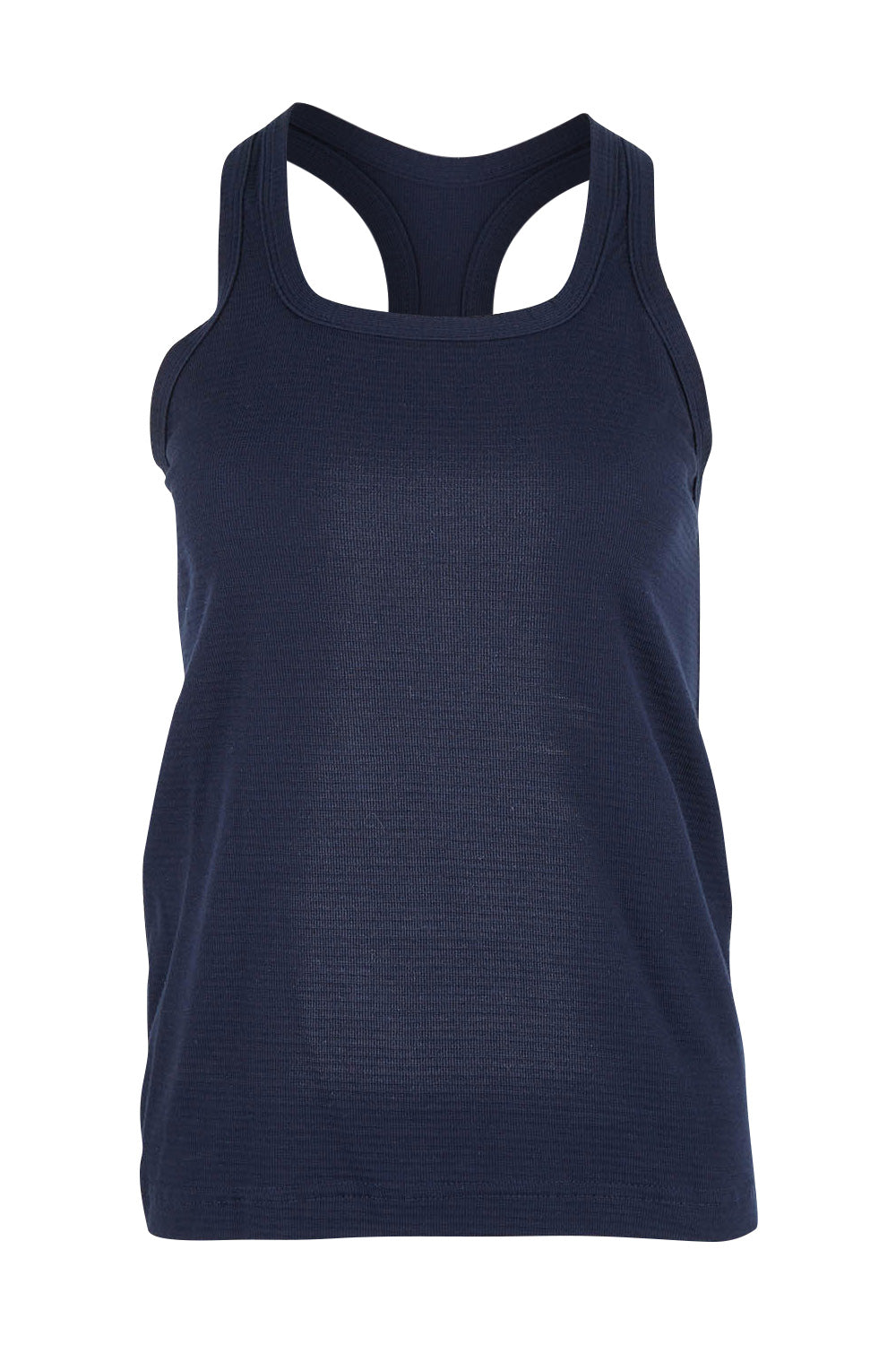 Product shot of the Tempo Tank in colour Navy (Blue), from the front