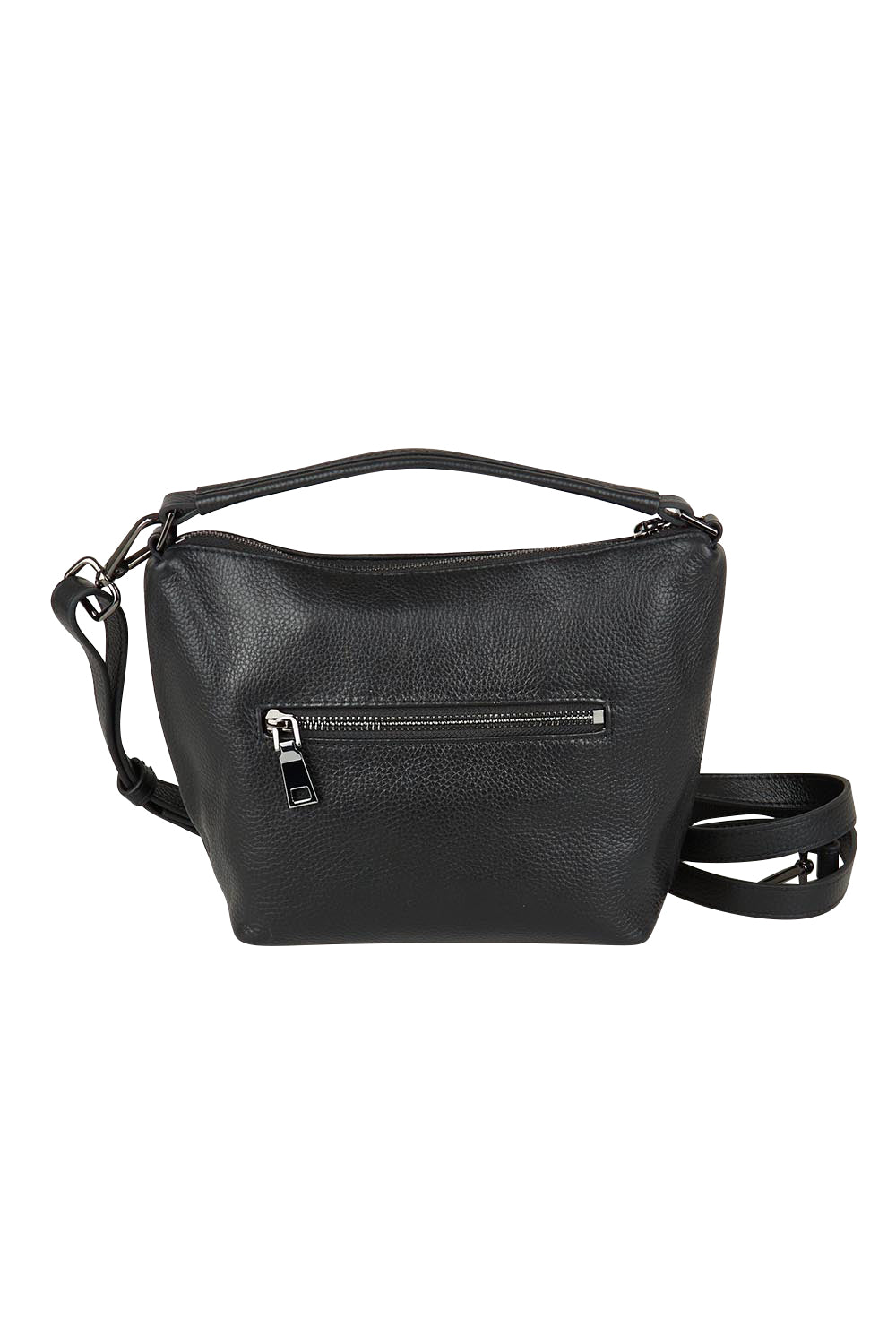 Product shot of the Addison Multiway Leather Bag in colour Black (Black), from the back