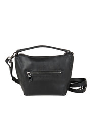Product shot of the Addison Multiway Leather Bag in colour Black (Black), from the back