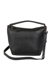 Product shot of the Addison Multiway Leather Bag in colour Black (Black), from the front
