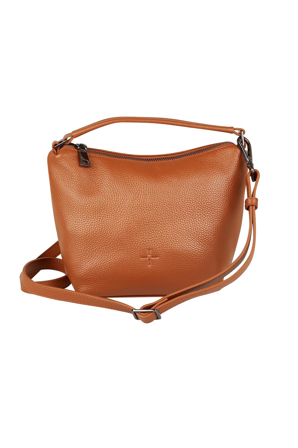 Product shot of the Addison Multiway Leather Bag in colour Tan, from the front