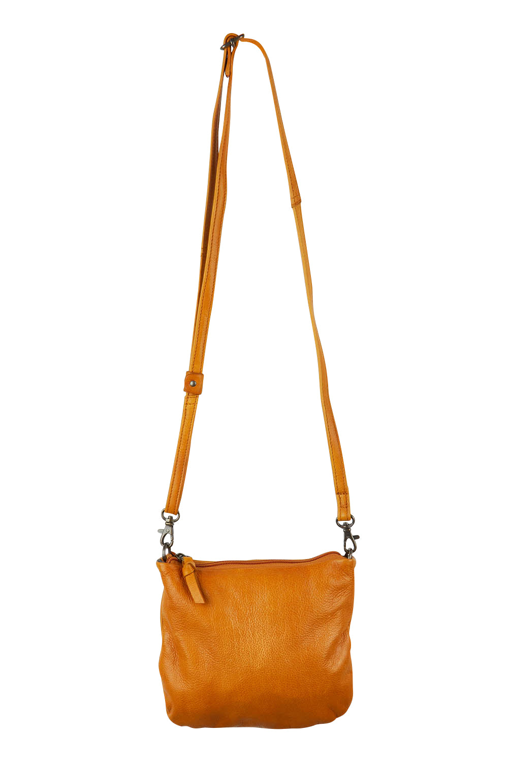 Product shot of the Castle In The Sky Leather Bag in colour Tan, from the front