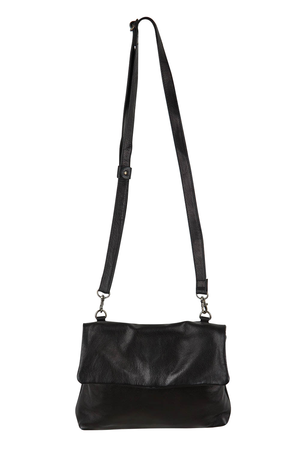 Product shot of the Delphi Leather Bag in colour Black (Black), from the front