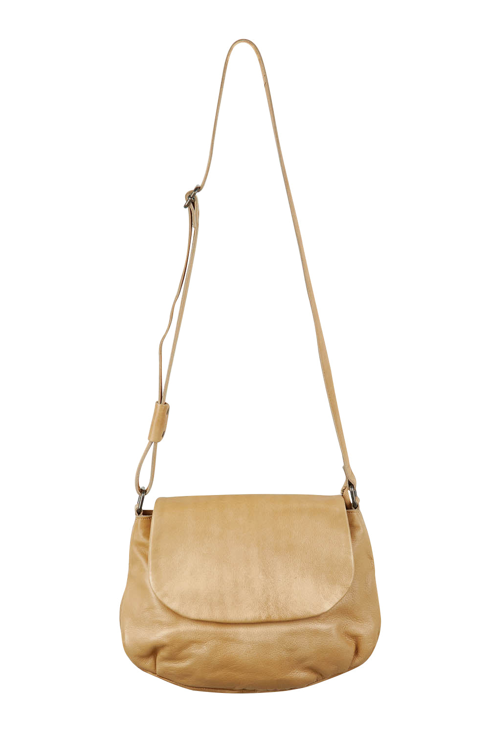 Product shot of the Grace Leather Bag in colour Sand, from the front