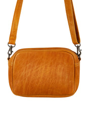 Product shot of the Head In The Clouds Leather Bag in colour Tan, detail