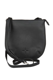 Product shot of the Isabella Crossbody Leather Bag in colour Black (Black), from the front