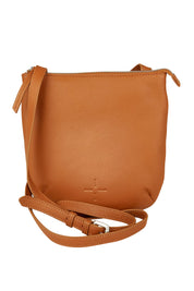 Product shot of the Isabella Crossbody Leather Bag in colour Tan, from the front