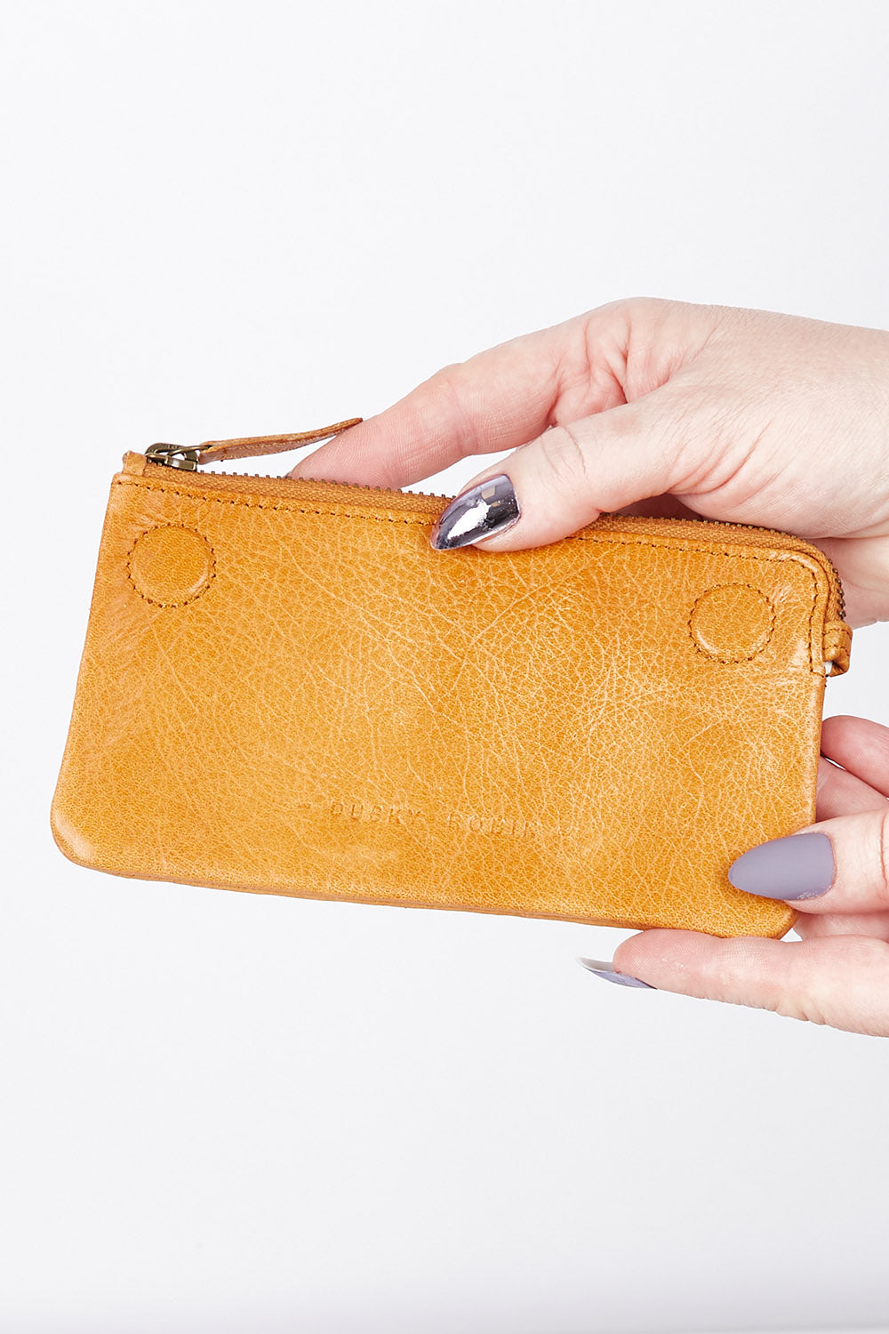 A model wearing size OneSize of the Jane Leather Purse in colour Blacktan (Black), from the front, showing the whole outfit