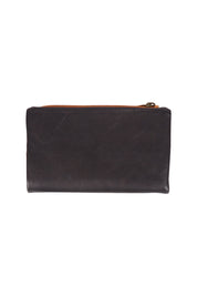 Product shot of the Jane Leather Purse in colour Blacktan (Black), from the back