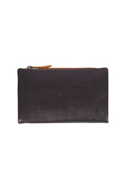 Product shot of the Jane Leather Purse in colour Blacktan (Black), from the front