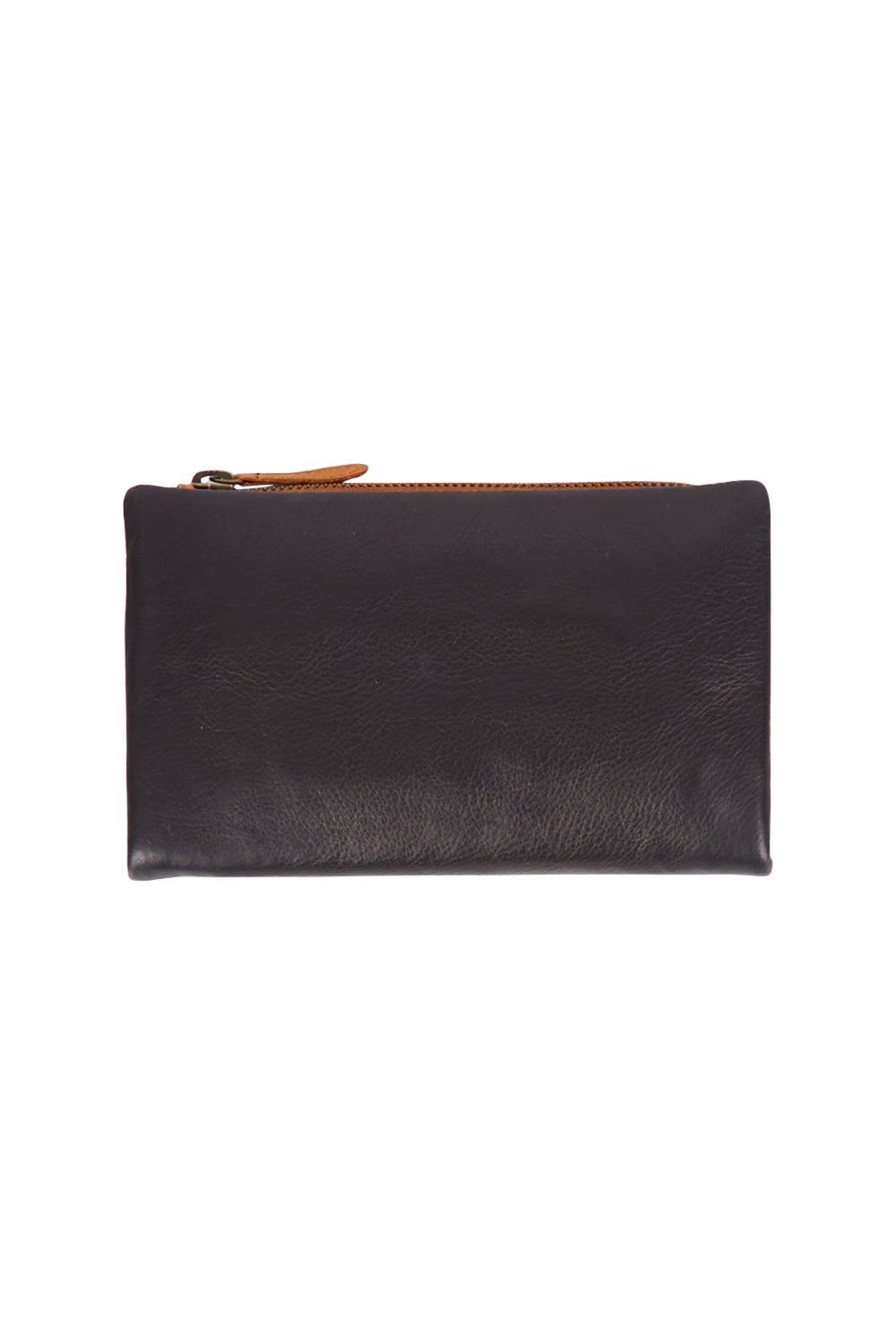Product shot of the Jane Leather Purse in colour Blacktan (Black), from the front