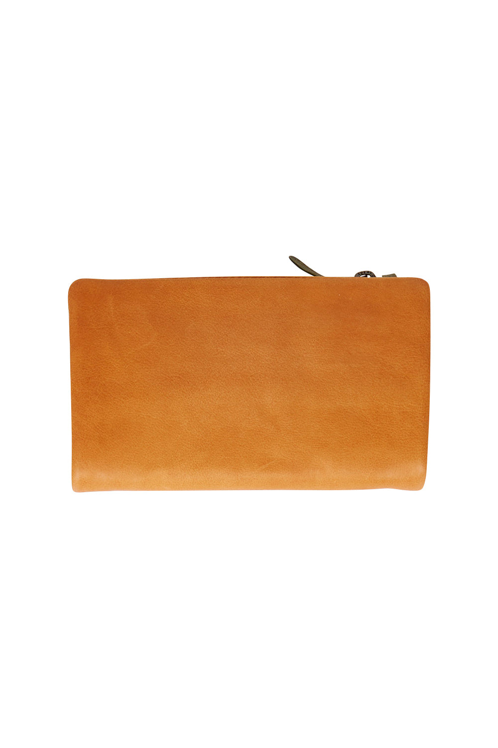 Product shot of the Jane Leather Purse in colour Tanolive, from the back