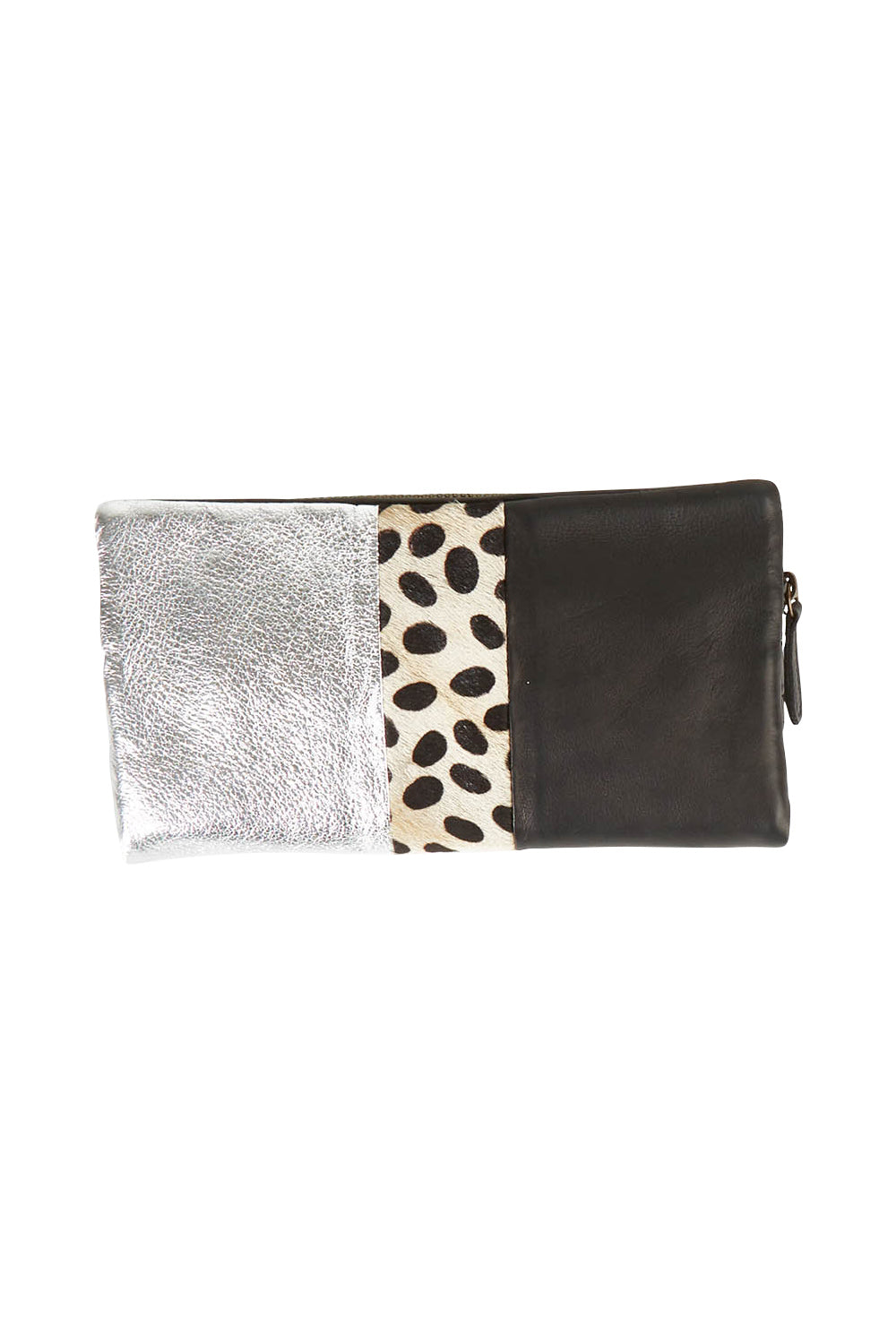 Product shot of the Lasca Leather Purse in colour Silvspoblk (Black), from the back