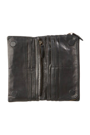 Product shot of the Lasca Leather Purse in colour Silvspoblk (Black), detail