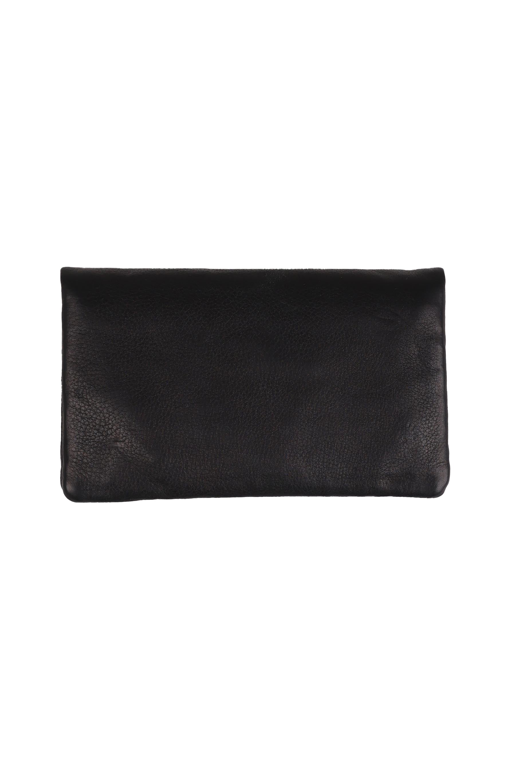 Product shot of the Mila Leather Foldover Purse in colour Black (Black), from the front