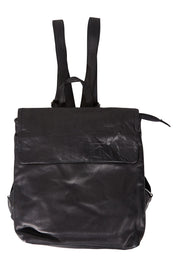 Product shot of the Neve Leather Backpack in colour Black (Black), from the front