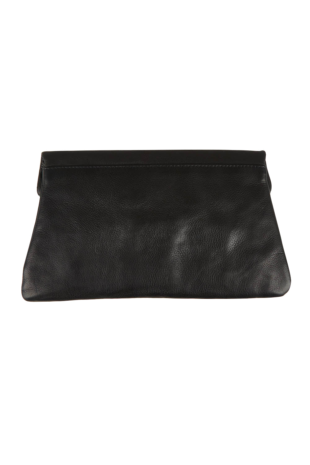 Product shot of the Riley Leather Clutch in colour Black (Black), from the back