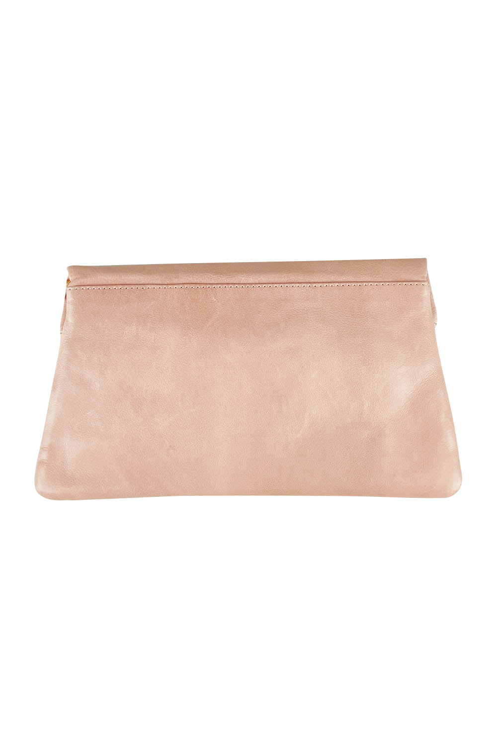 Product shot of the Riley Leather Clutch in colour Duskypink (Pink), from the back