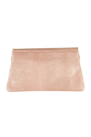 Product shot of the Riley Leather Clutch in colour Duskypink (Pink), from the back