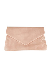 Product shot of the Riley Leather Clutch in colour Duskypink (Pink), from the front