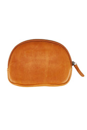 Product shot of the Romi Leather Clutch in colour Tan, from the back