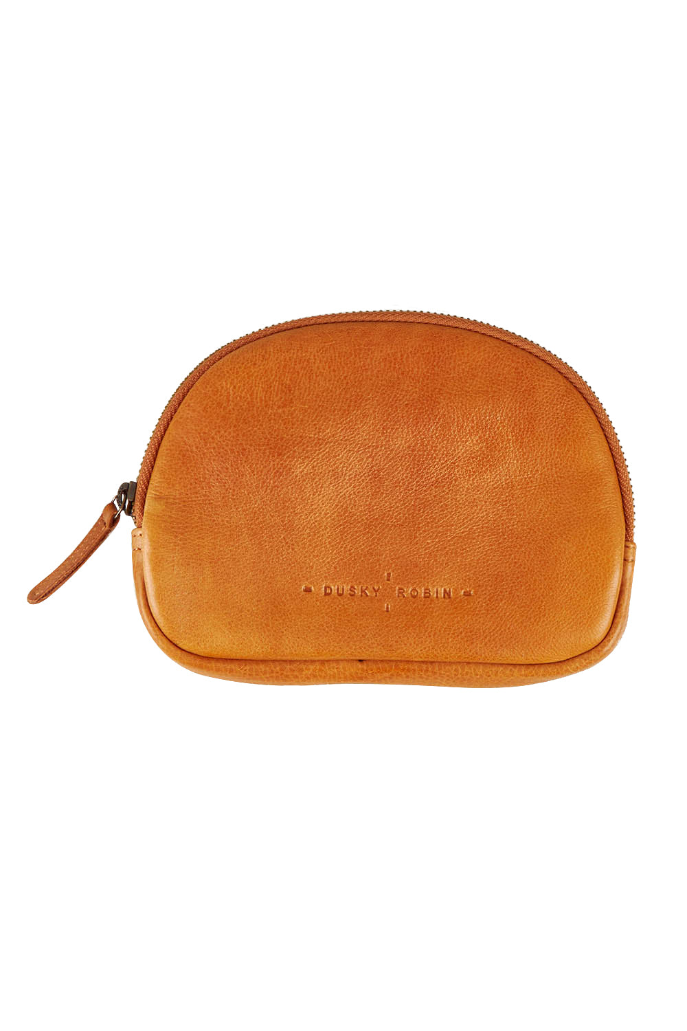 Product shot of the Romi Leather Clutch in colour Tan, from the front