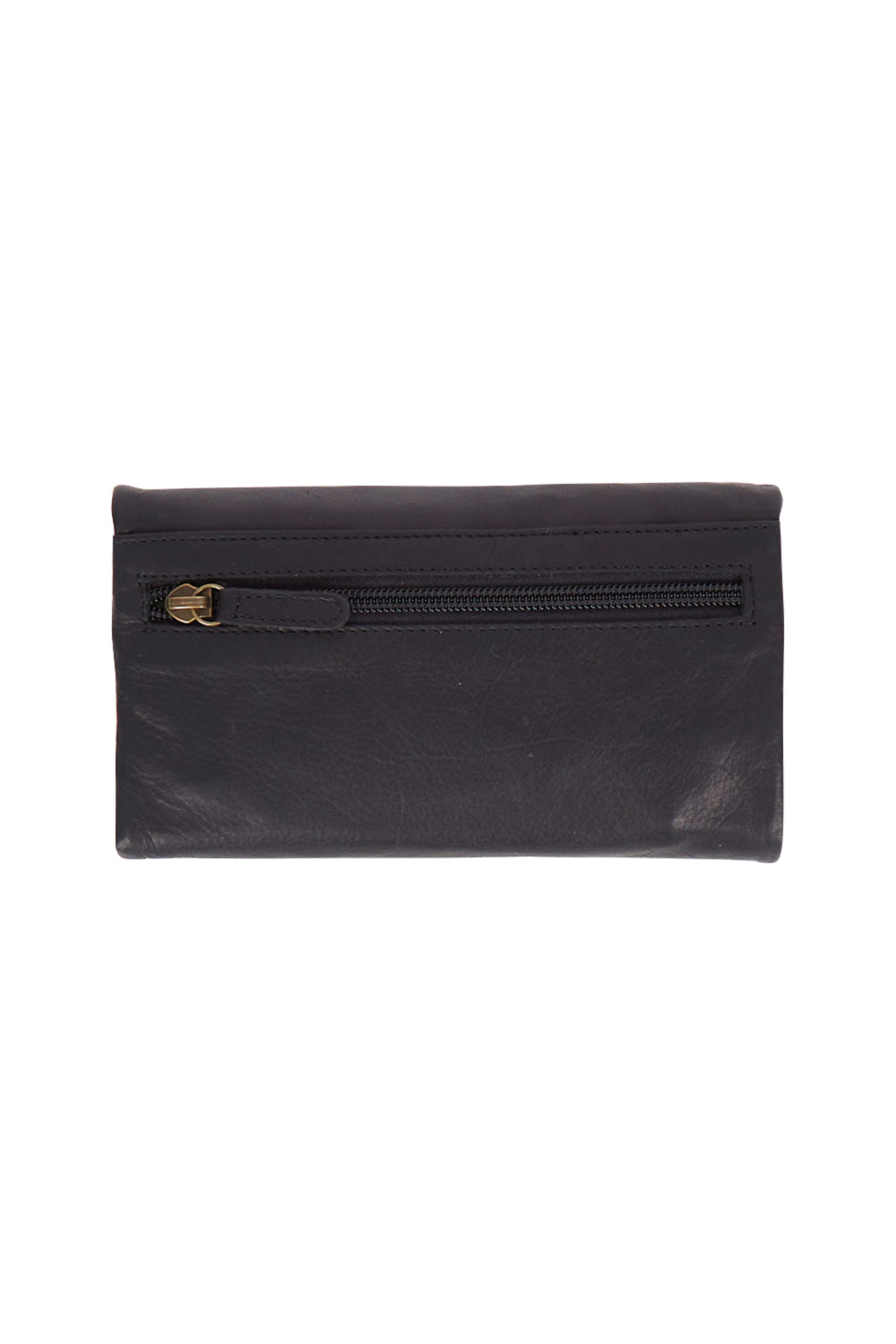 Product shot of the Rose Leather Purse in colour Black (Black), from the back