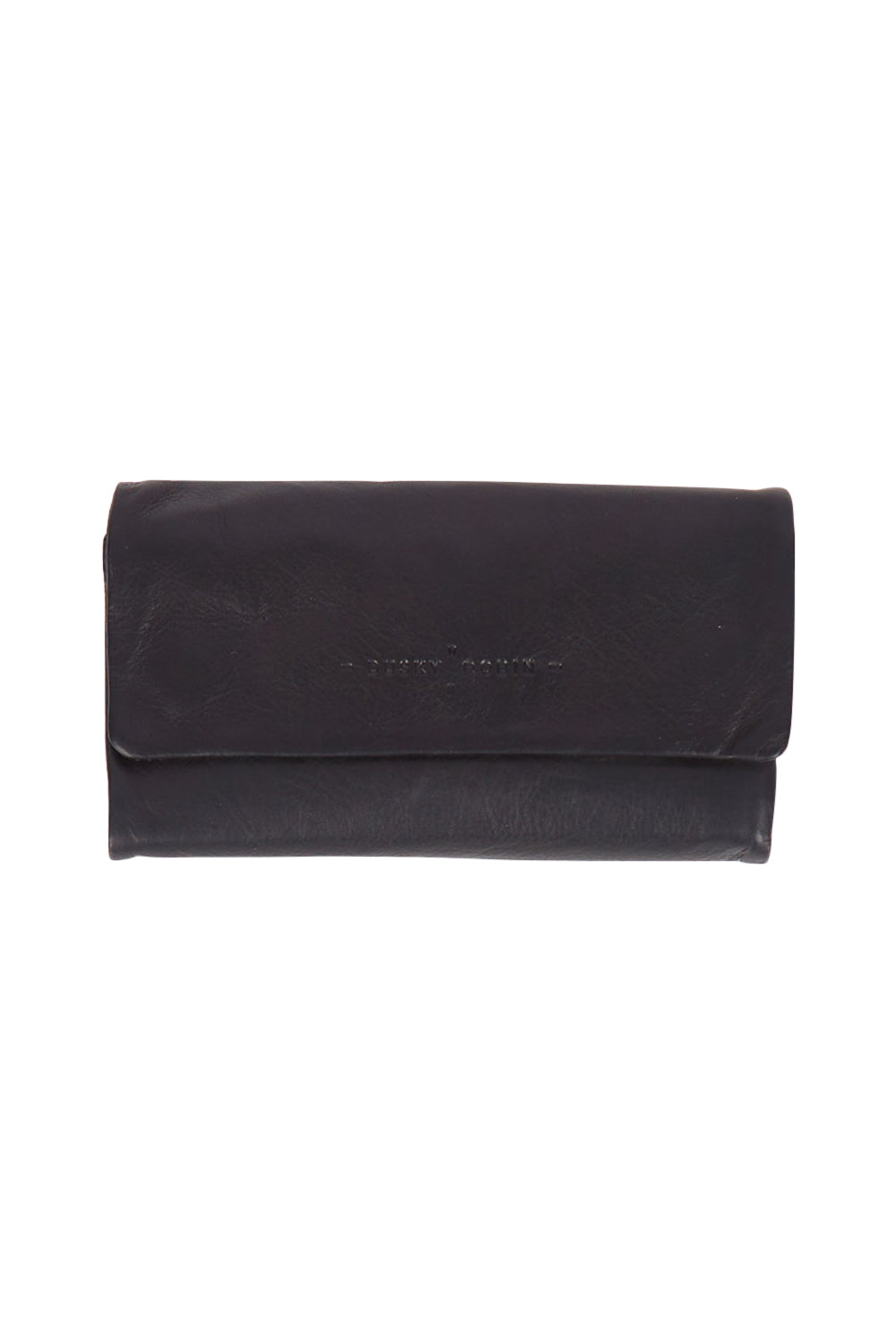 Product shot of the Rose Leather Purse in colour Black (Black), from the front