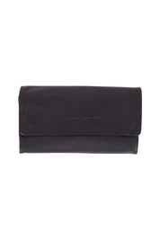 Product shot of the Rose Leather Purse in colour Black (Black), from the front