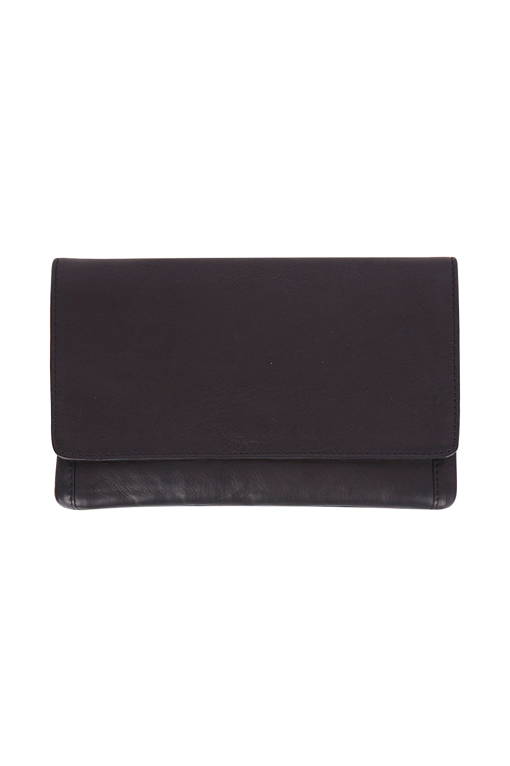 Product shot of the Sirena Leather Purse in colour Black (Black), from the front