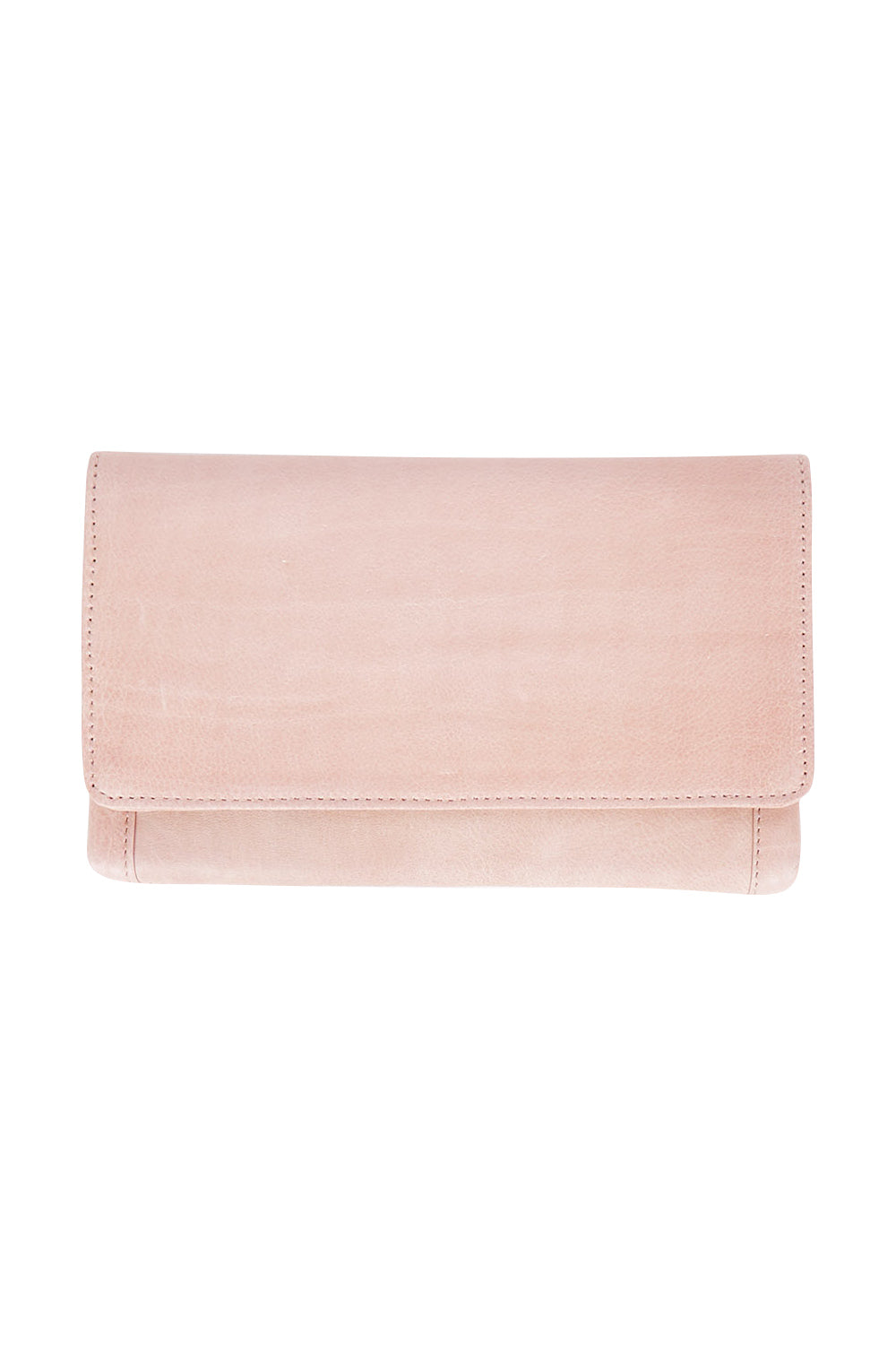 Product shot of the Sirena Leather Purse in colour Duskypink (Pink), from the front
