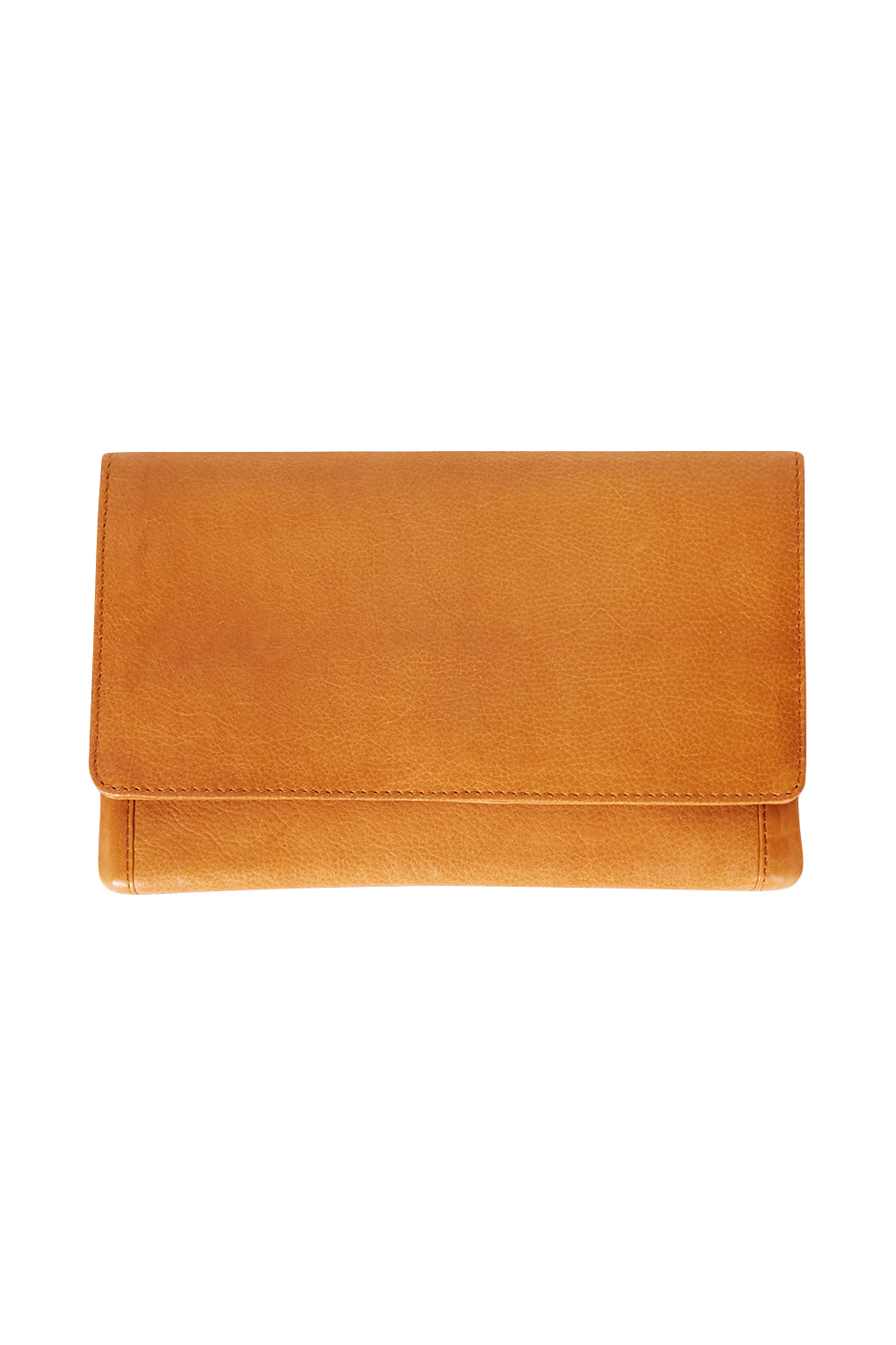 Product shot of the Sirena Leather Purse in colour Tan, from the front