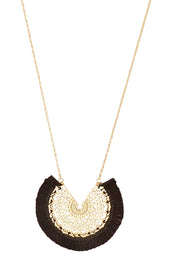 Product shot of the Grecia Necklace in colour Jet (Black), from the front
