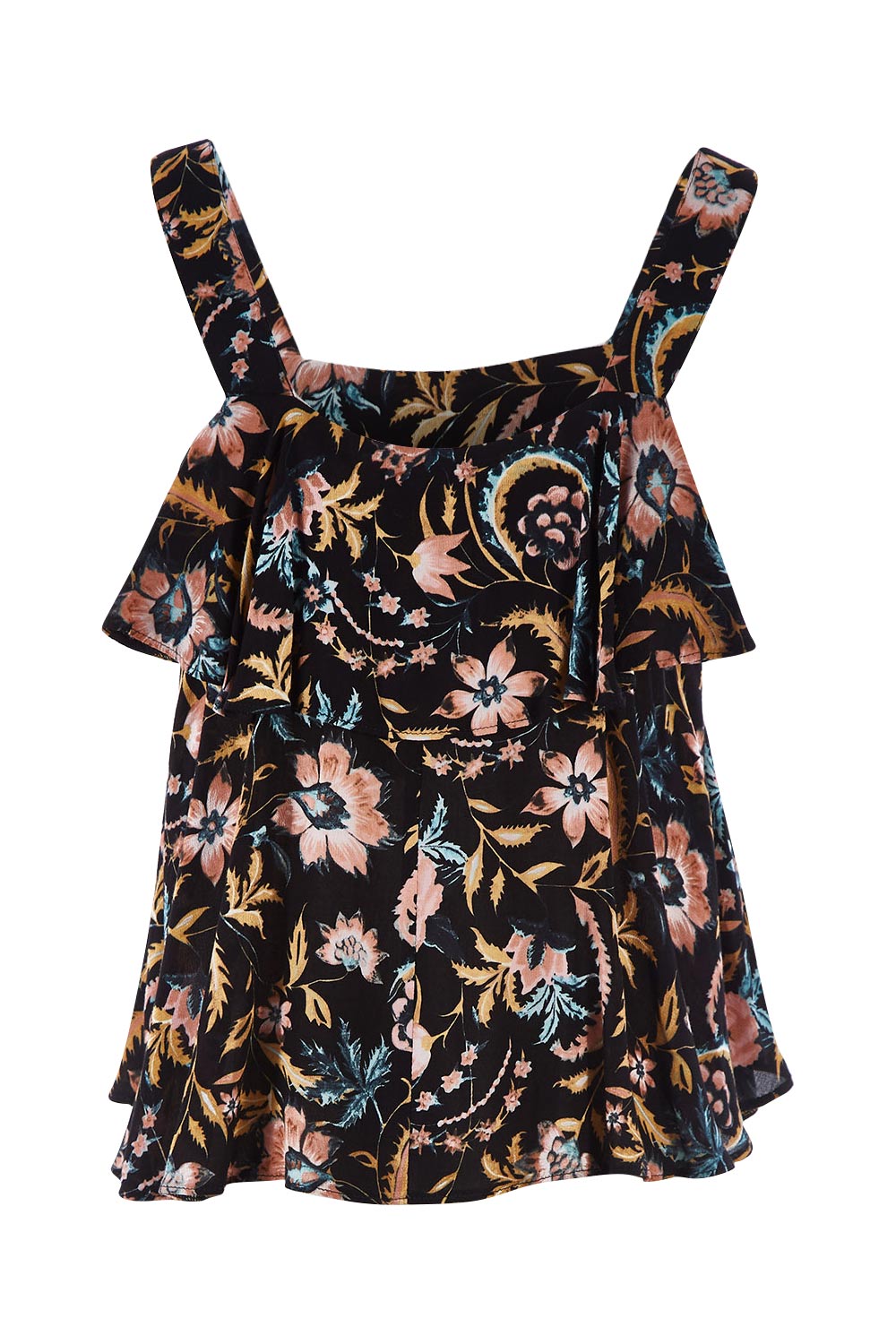 Product shot of the Zena Tank in colour Blkbotanic (Black), from the back