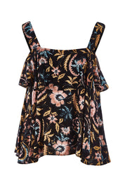 Product shot of the Zena Tank in colour Blkbotanic (Black), from the front