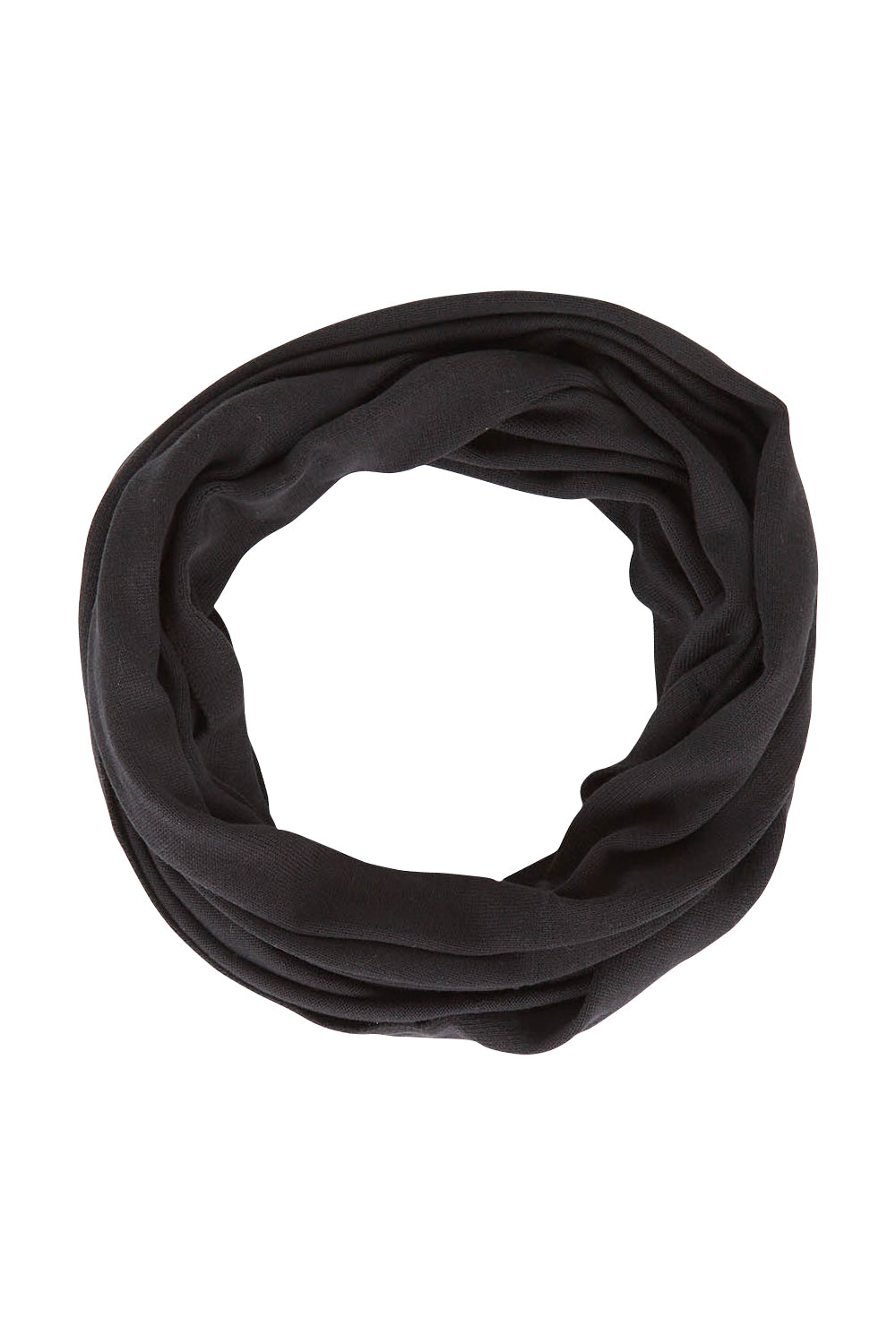 Product shot of the Astor Snood in colour Raven (Black), from the front