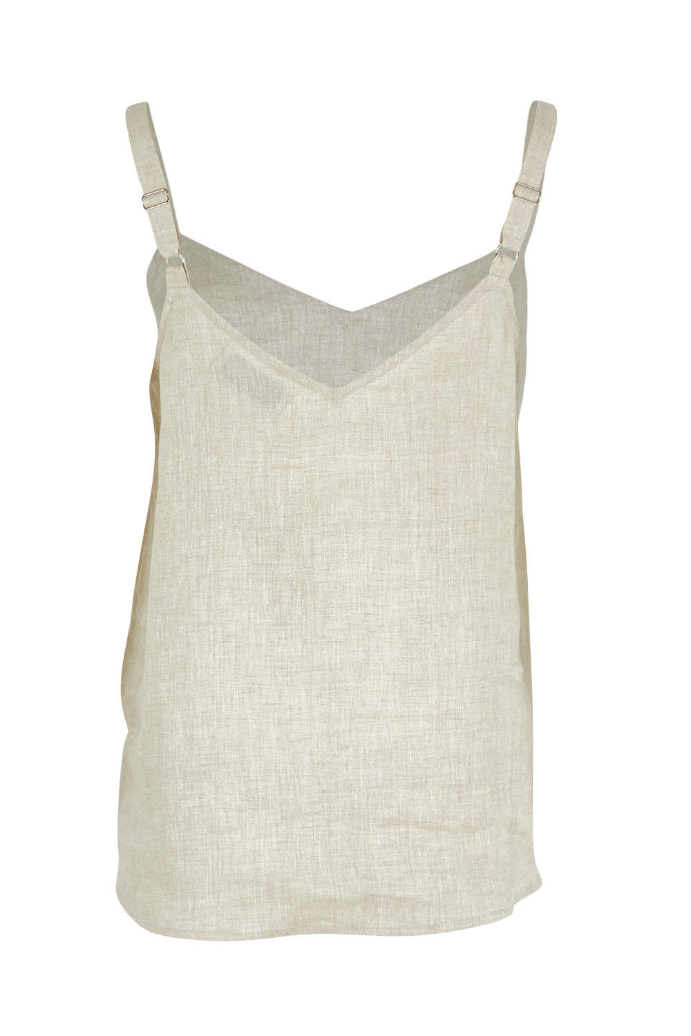 Product shot of the Studio Linen Tank in colour Tusk, from the back