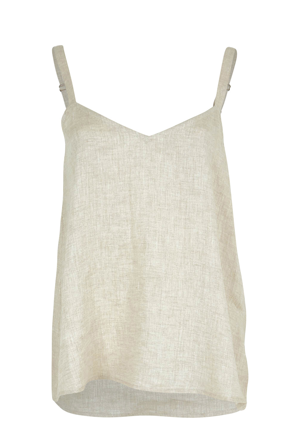 Product shot of the Studio Linen Tank in colour Tusk, from the front
