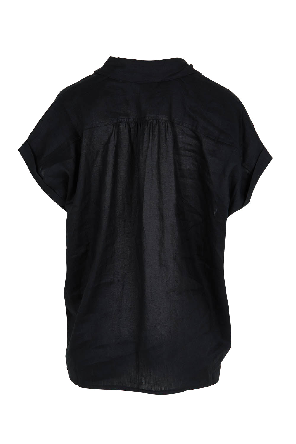 Product shot of the Studio Linen Tie Shirt in colour Ebony (Black), from the back