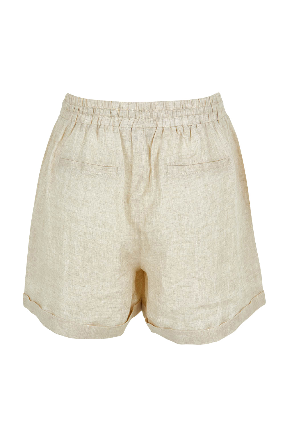 Product shot of the Studio Linen Short in colour Tusk, from the back