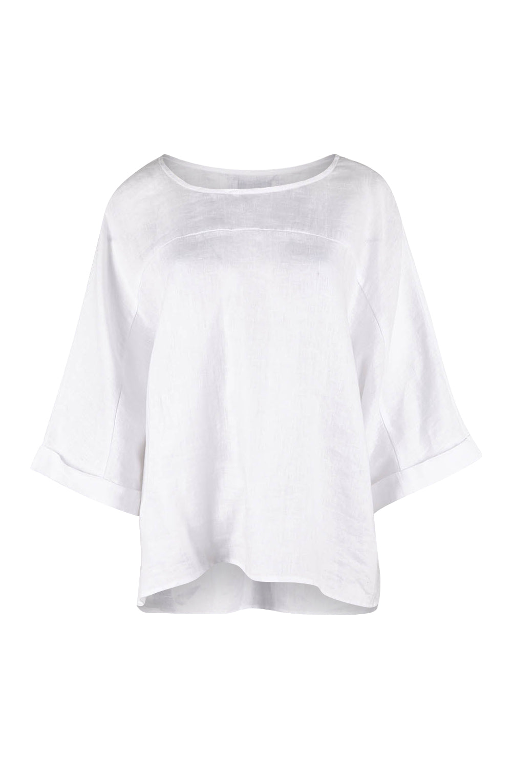 Product shot of the Studio Relaxed Top in colour Salt (White), from the front