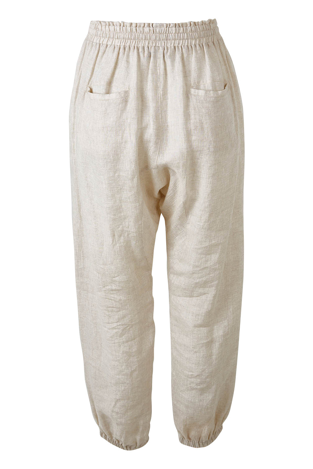 Product shot of the Studio Relaxed Linen Pant in colour Tusk, from the back